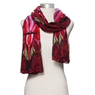 Oversized Printed Scarf   Red