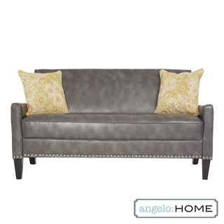 Angelohome Charcoal Gray Renu Leather Sutton Sofa