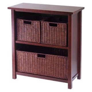 Book case: Winsome 3 Tier Storage Shelf with 3 Baskets   Brown (Walnut)