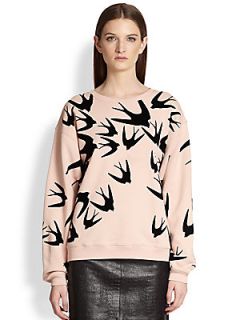 McQ Alexander McQueen Swallow Print Dolman Sleeved Sweatshirt   Pink