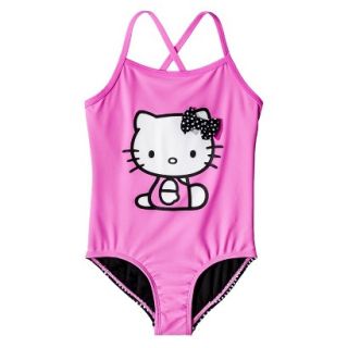 Hello Kitty Girls 1 Piece Swimsuit   Pink XS