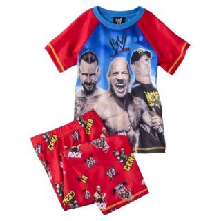WWE Boys 2 Piece Short Sleeve Tee and Pant Pajama Set   Red S