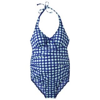 Womens Maternity Halter One Piece Swimsuit   Cobalt Blue/White XS