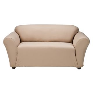 Casual Home Stretch Twill Loveseat Slipcover   Tan