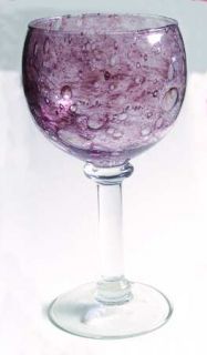 Svend Jensen Portofino Water Goblet   Mauve Air Bubble Bowl,Clear Stem