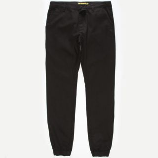 Fixed Waist Twill Mens Jogger Pants Black In Sizes 30, 33, 32, 29, 34, 31