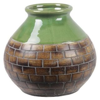 8 Vase With Brick Pattern   Green