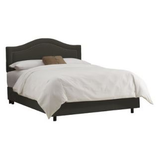 Skyline Queen Bed: Skyline Furniture Merion Inset Nailbutton Bed   Charcoal