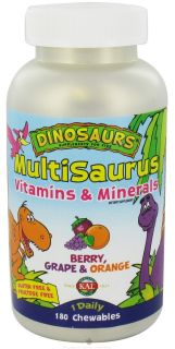 Kal   Dinosaurs MultiSaurus Vitamins & Minerals For Kids Berry, Grape & Orange   180 Chewable Tablets