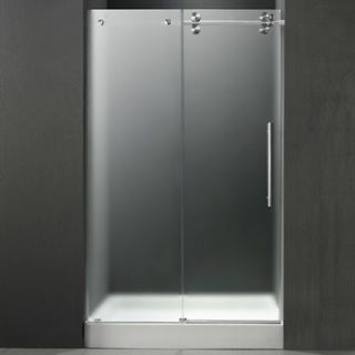 VIGO 60 inch Frameless Shower Door 3/8 Frosted/Chrome Hardware Right with White