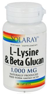 Solaray   L Lysine & Beta Glucan 1000 mg.   60 Capsules
