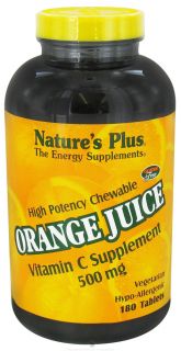 Natures Plus   Orange Juice Chewable Vitamin C 500 mg.   180 Tablets