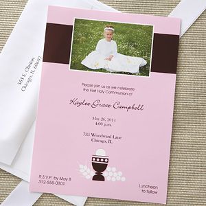 Bless This Child Girls Personalized Communion Invitations