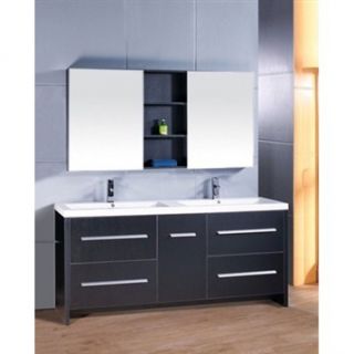 Design Element Perfecta 72 Double Sink Bathroom Vanity   Black