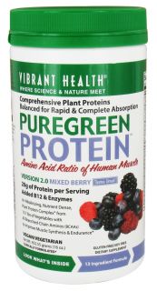 Vibrant Health   Pure Green Protein Powder Mixed Berry   16 oz.