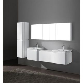 Madeli Euro 72 Double Bathroom Vanity with Integrated Basins   Glossy White
