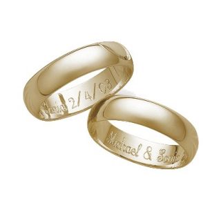 Gold Over Sterling Silver Personalized 5Mm. Band With Message Inside   13