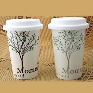 Brown Tree Pattern Coffee Mug, Porcelain 14oz