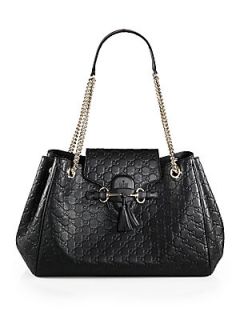 Emily Guccissima Leather Shoulder Bag   Black