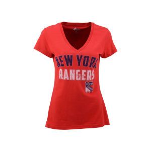 New York Rangers NHL Womens Slub V Neck Hockey T Shirt