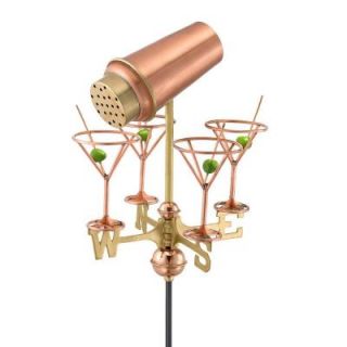 Good Directions Polished Copper Martini Glasses Garden Weathervane with Roof Mount 8861PR