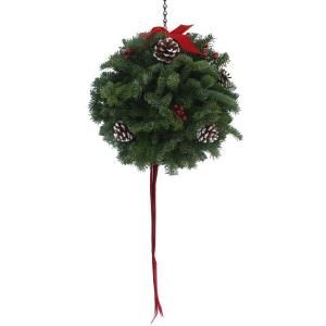 Worcester Wreath 12 in. Classic Christmas Fresh Balsam Kissing Ball Arrangement : Sold Out for the Season   DISCONTINUED CB01 WK7