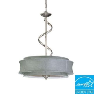 Glomar Darwin 3 Light Hanging Metal Brushed Nickel Ceiling Pendant with Gray Shade Shade DISCONTINUED HD 3872