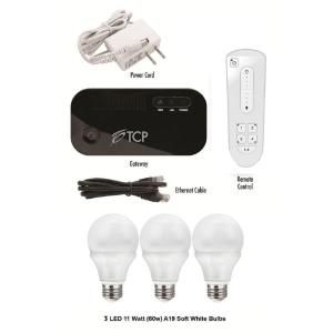 TCP Connected Smart LED Light Bulb Starter Kit with 3 A19 LED Light Bulbs & Remote LCS3LD11