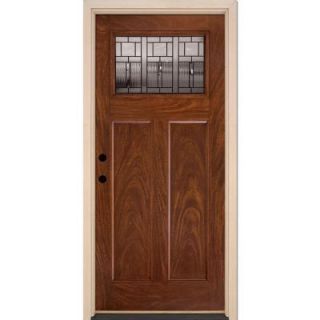 Feather River Doors Seville Patina Craftsman Stained Chocolate Mahogany Fiberglass Entry Door GN3691