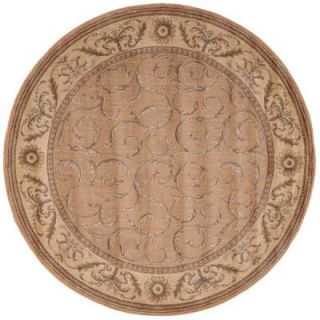 Nourison Rug Boutique Scrollwork Peach 5 ft. 6 in. Round Area Rug 825902