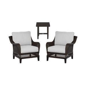 Hampton Bay Woodbury 3 Piece Patio Chat Set with Bare Cushion DY9127 3PC B