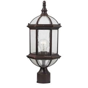 Design Traditional Wall Mount 19 in. Outdoor Old Bronze Post Light with Clear Seedy Glass Shade 18005 342