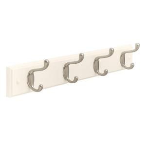 Amerock 18 in. White Wood Classic Rack with Brushed Nickel Hooks H55646WS