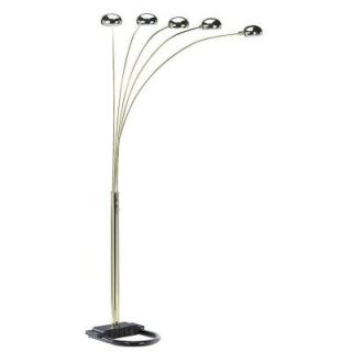 ORE International 84 in. 5 Arms Polish Brass Arch Floor Lamp 6962G