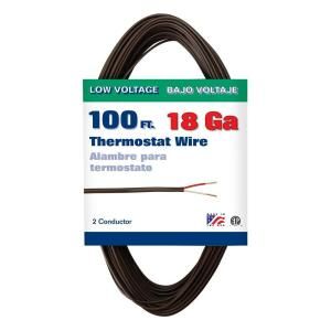 Coleman Cable 100 ft. 18/2 Type CL2 Thermostat Wire   Brown 096320007