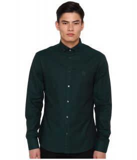 McQ Solid Cotton Harness Shirt Mens Long Sleeve Button Up (Green)