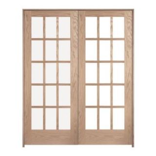 JELD WEN Woodgrain 15 Lite Unfinished Oak Double Prehung Interior French Doors 672894