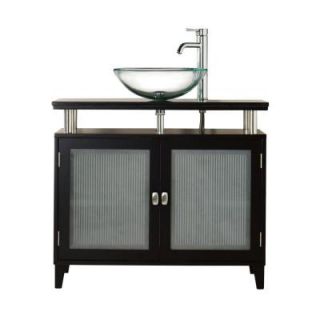 Home Decorators Collection Moderna 36 in. W x 21 in. D Bath Vanity in Black with Marble Vanity Top in Black and Two Glass Doors 1140500210