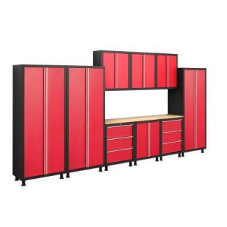 NewAge Products Bold Series 14 ft. x 6 ft. 10 Piece Welded Steel Cabinet Set in Red 35410