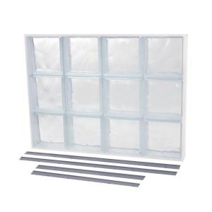 TAFCO WINDOWS NailUp2 13 7/8 in. x 18 1/8 in. x 3 1/4 in. Solid Wave Pattern Replacement Glass Block Window NU2 083S W