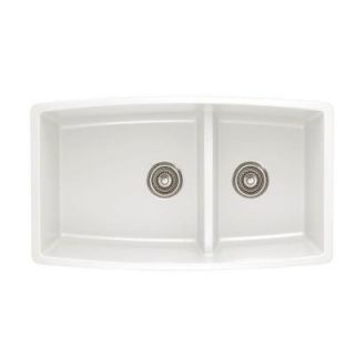 Blanco Performa Undermount Composite 33x19x10 0 Hole Double Bowl Kitchen Sink in White 441310