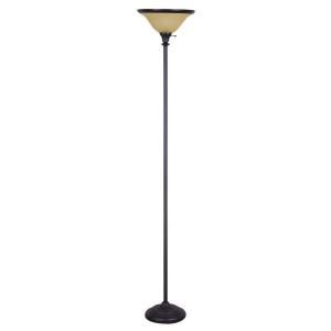 Evolution Lighting 71.30 in. Dark Bronze Torchiere with Glass Shade DISCONTINUED 18114 001