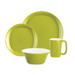 Rachael Ray Round and Square 16 Piece Dinnerware Set in Green Apple 58100