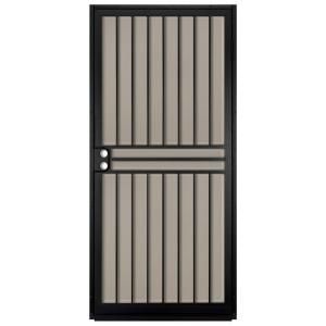 Unique Home Designs Guardian 36 in. x 80 in. Black Outswing Security Door with Tan Perforated Rust free Aluminum Screen IDR10000362003