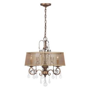 World Imports Belle Marie Collection 3 Light Hanging Antique Gold Chandelier WI194390