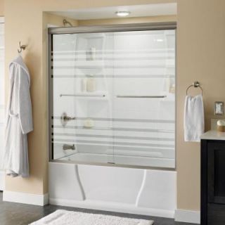 Delta Simplicity 59 3/8 in. x 56 1/2 in. Sliding Bypass Tub Door in Brushed Nickel with Frameless Transition Glass 159239