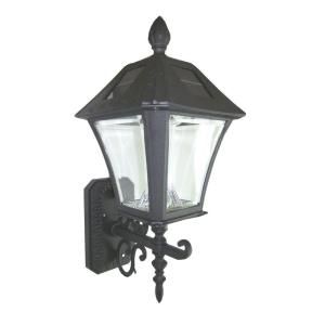 Gama Sonic Baytown 17 in. Wall Mount Outdoor Solar Black Lamp with 6 LED Bulbs GS 106WB