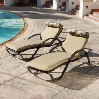 RST Outdoor Deco Patio Lounger with Delano Beige Cushion (2 Pack) OP PEAL DEC 2E DEL K