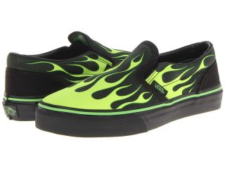 Vans Kids Classic Slip On Black/Neon Green) Kids Shoes (Black)