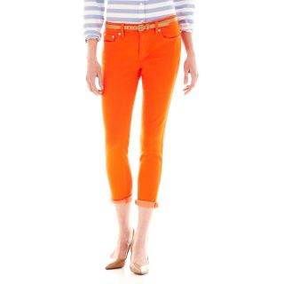 Skinny Ankle Jeans, Orange, Womens